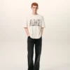 Vit bomullst-shirt med Ami Paris-tryck Vit bomullst-shirt med Ami Paris-tryck