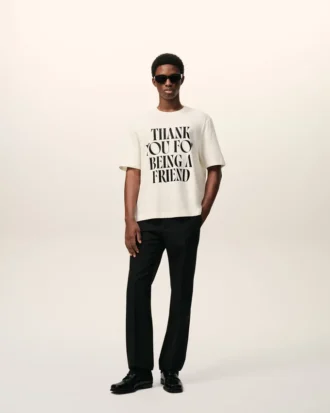 Vit bomullst-shirt med signaturtryck