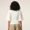 Vit, figursydd kortärmad topp i bomull