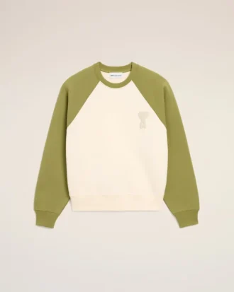 Vit och grön bomullsstickad Ami de Coeur-Sweatshirt