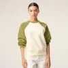 Vit och grön bomullsstickad Ami de Coeur-Sweatshirt Vit och grön bomullsstickad Ami de Coeur-Sweatshirt