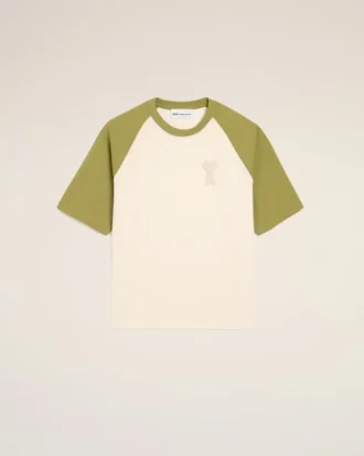 Vit och grön bomullströja med stickad Ami de Coeur T-Shirt
