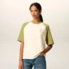 Vit och grön bomullströja med stickad Ami de Coeur T-Shirt Vit och grön bomullströja med stickad Ami de Coeur T-Shirt
