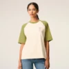 Vit och grön bomullströja med stickad Ami de Coeur T-Shirt Vit och grön bomullströja med stickad Ami de Coeur T-Shirt