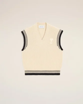 Vit ribbad Ami de Coeur Sweater