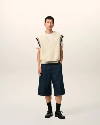 Vit ribbad Ami de Coeur Sweater